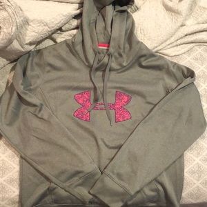 Grey Under Armor Logo Hoodie